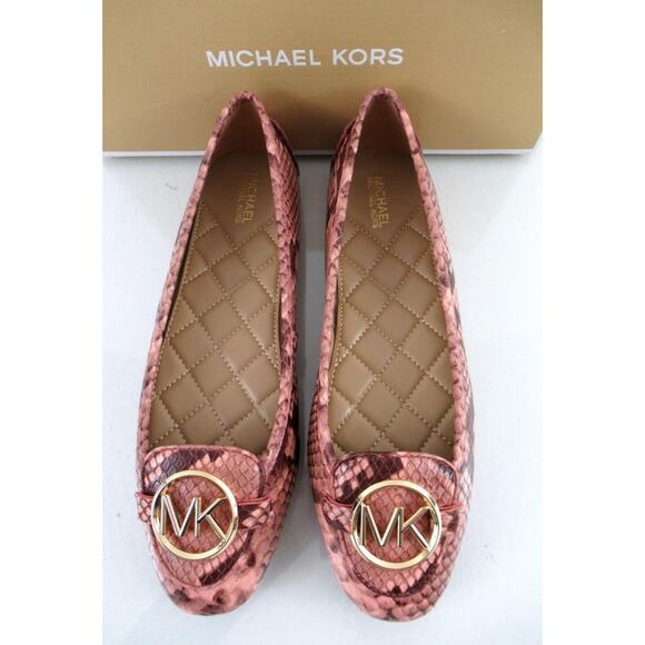 Michael Kors Lillie Moccasin Flat Shoes MK Logo at Vamp Shell Pink Size 7 - Picture 6 of 8